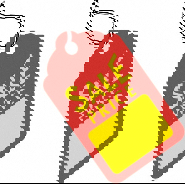 Blank Tag: 1-11/16'' High, Red & Yellow, Synthetic Paper